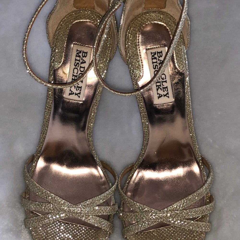 Badgley Mischka Gold Pump with Ankle Strap